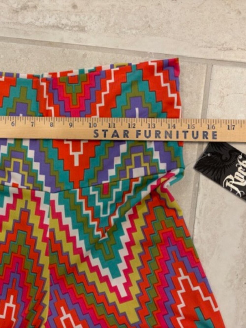 NWT Rock 47 Wrangler Wide Leg Multicolor Chevron Palazzo Pants Sz Med Hippie 70s - Picture 9 of 9